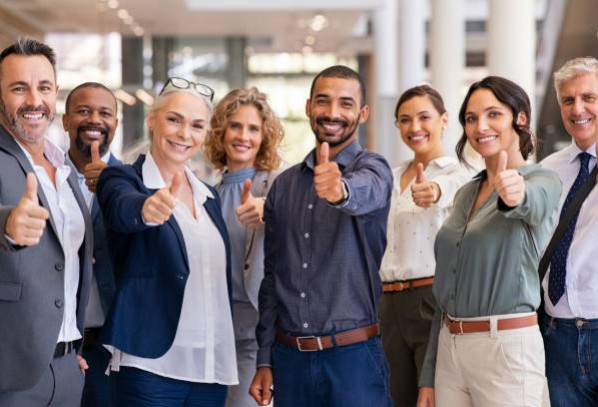 Diverse team smiling